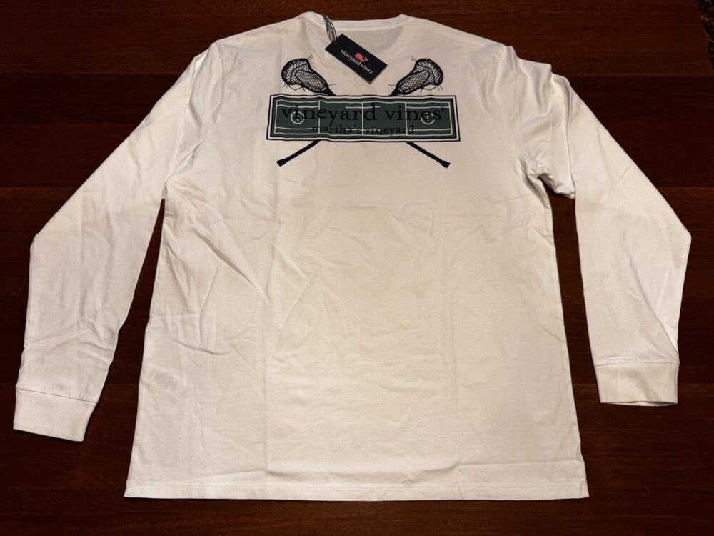 Vineyard Vines Long Sleeve T Shirt White Lacrosse New Large NWT